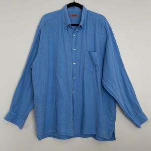 Martin Gordon Button Down 100% Linen Mens Shirt Sz XL